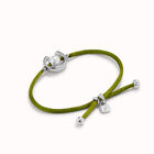 Pulsera de hilo verde oscuro con perla shell fornitura ba&ntilde;ada en plata de ley